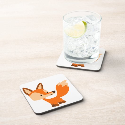 Cute Friendly Cartoon Fox Onderzetters Set (Rechterzijde)