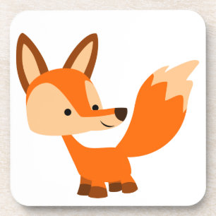 Cute Friendly Cartoon Fox Onderzetters Set