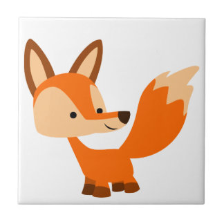 Cute Friendly Cartoon Fox Tile Tegeltje