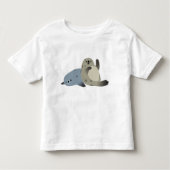 Cute Friendly Cartoon Harbour Seals Ruffle T-Shirt (Voorkant)