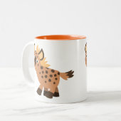 Cute Friendly Cartoon Hyena Tweekleurige Koffiemok (Voorkant links)