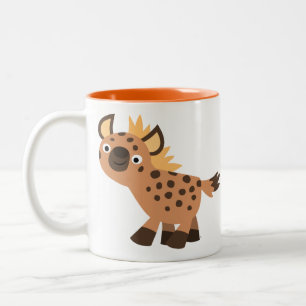 Cute Friendly Cartoon Hyena Tweekleurige Koffiemok