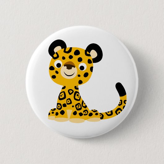 Cute Friendly Cartoon Jaguar Button Badge (Voorkant)