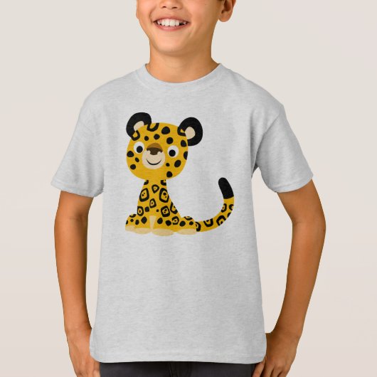 Cute Friendly Cartoon Jaguar Children T-Shirt (Voorkant)