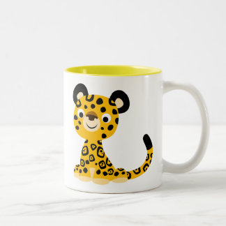 Cute Friendly Cartoon Jaguar Tweekleurige Koffiemok