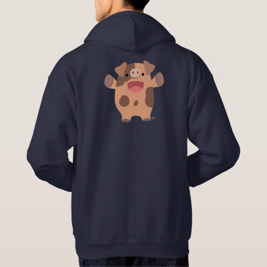Cute Friendly Cartoon Pig Hoodie (Achterkant)