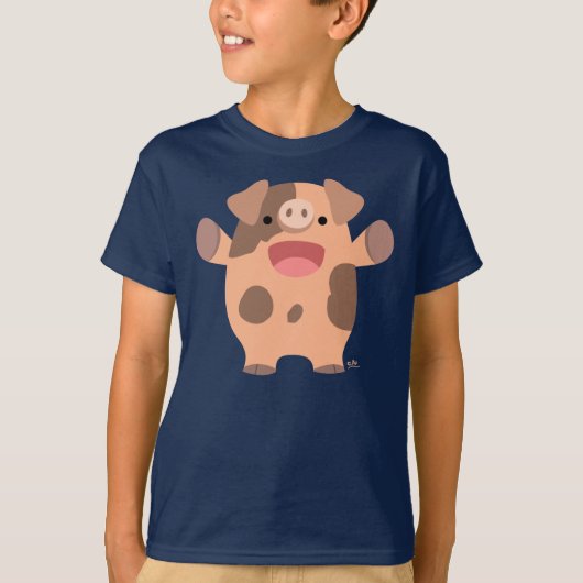 Cute Friendly Cartoon Pig Kinder T-shirt (Voorkant)