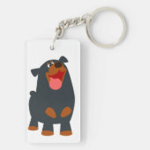 Cute Friendly Cartoon Rottweiler AcrylSleutelhange Sleutelhanger (achterkant)