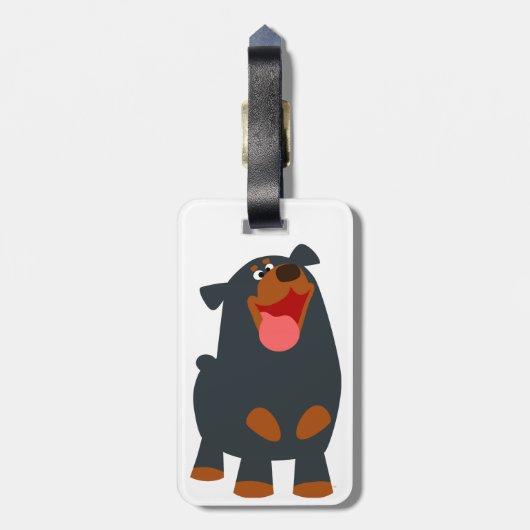 Cute Friendly Cartoon Rottweiler Bagagelabel (Achterkant verticaal)