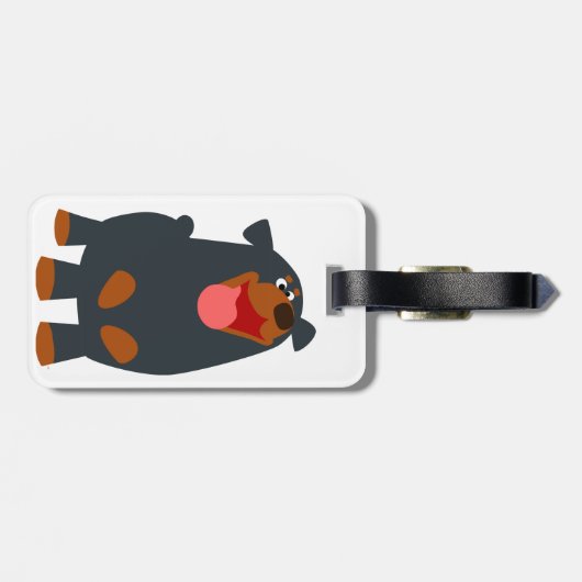 Cute Friendly Cartoon Rottweiler Bagagelabel (Achterkant horizontaal)