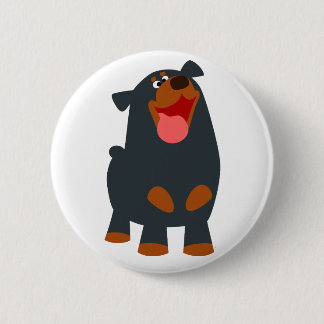 Cute Friendly Cartoon Rottweiler Button Badge