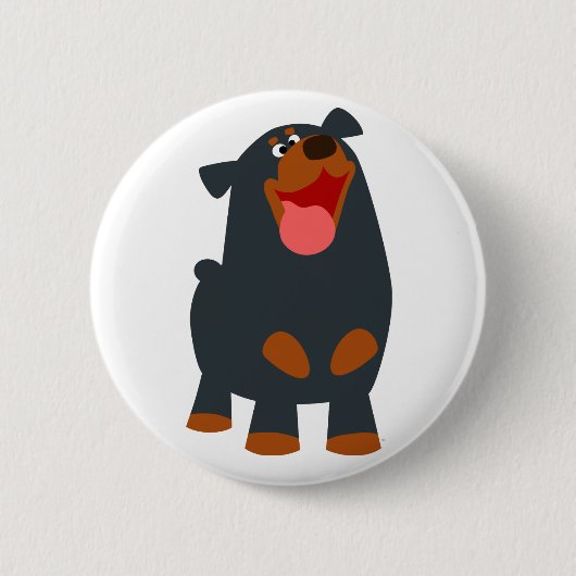 Cute Friendly Cartoon Rottweiler Button Badge (Voorkant)