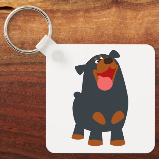 Cute Friendly Cartoon Rottweiler Sleutelhanger (Voorkant)