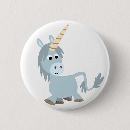 Cute Friendly Cartoon Unicorn Button Badge (Voorkant)