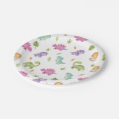 Cute Friendly Dinosaurs Party T-Rex Brontosaurus Papieren Bordje (Gekanteld)