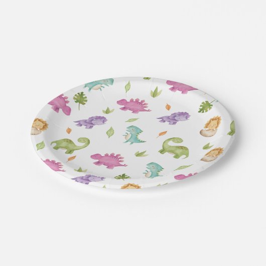 Cute Friendly Dinosaurs Party T-Rex Brontosaurus Papieren Bordje (Gekanteld)
