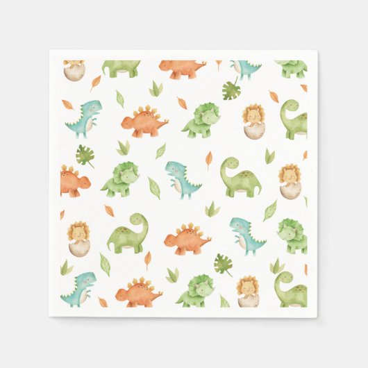 Cute Friendly Dinosaurs Party T-Rex Brontosaurus Servet (Voorkant)