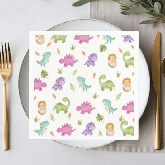 Cute Friendly Dinosaurs Party T-Rex Brontosaurus Servet