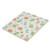 Cute Friendly Dinosaurs Party T-Rex Brontosaurus Tegeltje (Zijkant)