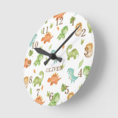 Cute Friendly Dinosaurs T-Rex Brontosaurus Bedroom Ronde Klok (Hoek)