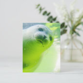 Cute Friendly Seal Underwater Briefkaart (Staand voorkant)