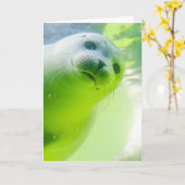 Cute Friendly Seal Underwater Kaart (Gele Bloem)