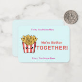 Cute Fries Classroom Valentine Flat Note Card Notitiekaartje (Voorkant / Achterkant in situ)