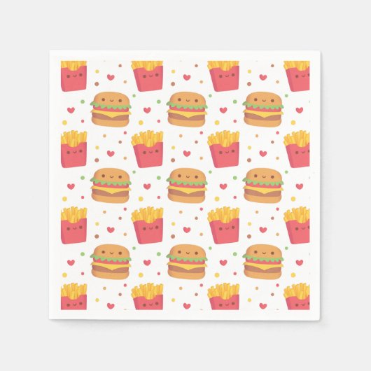 Cute Fries en Burger Pattern Servet (Voorkant)