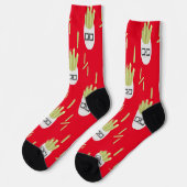 Cute Fries Junk Food Pattern Red Socks Sokken (Links)