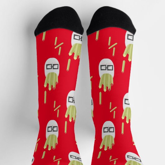 Cute Fries Junk Food Pattern Red Socks Sokken (Top)