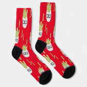Cute Fries Junk Food Pattern Red Socks Sokken (Rechts)