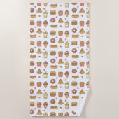 Cute Fries Pizza Burger Soda Ice Cream Hot Dog Strandlaken (Voorkant)