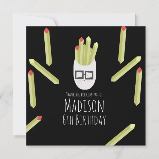 Cute Fries Restaurant Birthday Party Dank u (Voorkant)