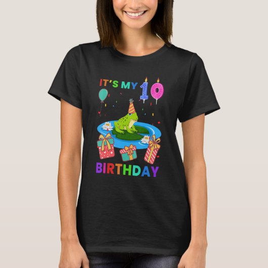 Cute Frog 10th Birthday Kikkers Animal Graphic T-shirt (Voorkant)