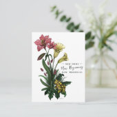 Cute Frog and Lilies Botanical Floral New Address Briefkaart (Staand voorkant)
