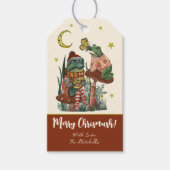 Cute Frog and Toad Merry Mushroom kerstcadeaus Cadeaulabel (Voorkant)