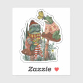 Cute Frog and Toad Merry Mushroom kersttick Sticker (Vel)