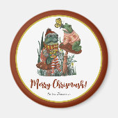 Cute Frog and Toad Merry Mushroom Magneet (Voorkant)