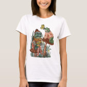 Cute Frog and Toad on Mushroom Kerstmis T-Shirt (Voorkant)