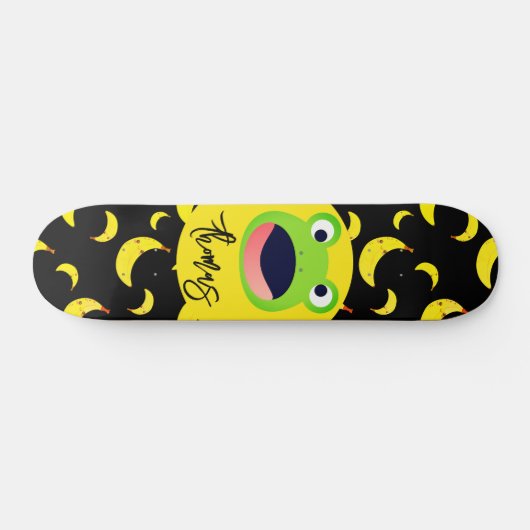 Cute Frog Banana Pattern Persoonlijk Skateboard (Horizontaal)