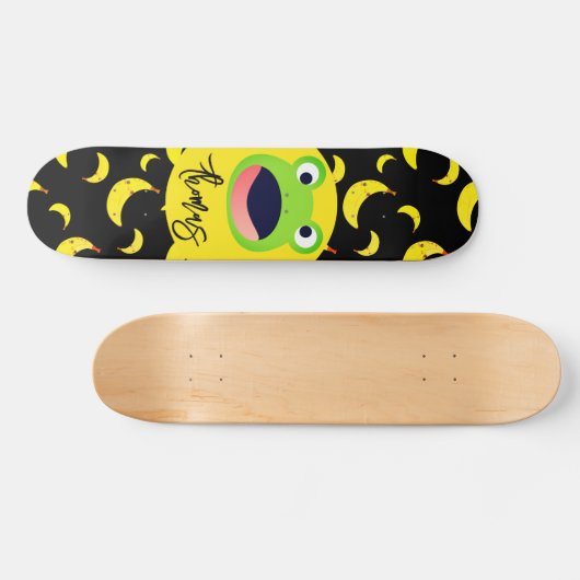 Cute Frog Banana Pattern Persoonlijk Skateboard (Horizontaal)