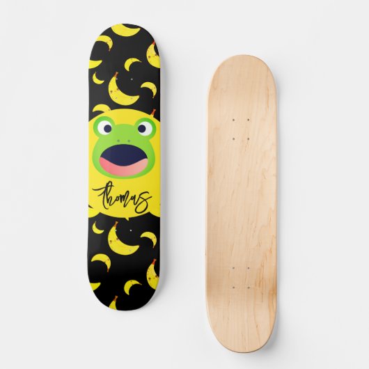 Cute Frog Banana Pattern Persoonlijk Skateboard (Voorkant)