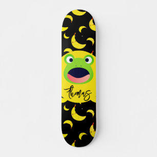 Cute Frog Banana Pattern Persoonlijk Skateboard
