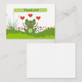 Cute frog BEDANK JE MET hart en bloemen Notitiekaartje (Voorkant / Achterkant)
