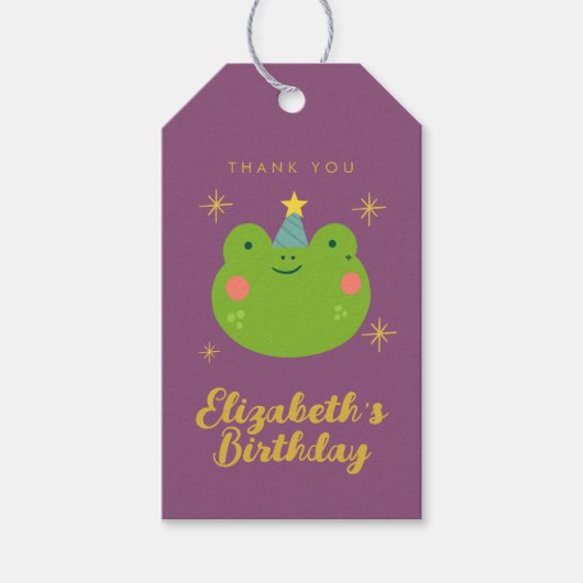 Cute Frog Birthday bedankt Cadeaulabel (Voorkant)