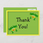 Cute Frog Birthday Dank u Briefkaart - Geel (Voorkant / Achterkant)