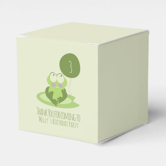 Cute Frog Birthday Green Balloon Dank je Bedankdoosjes (Voorkant Zijde)