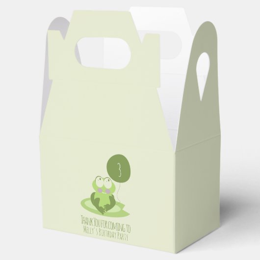 Cute Frog Birthday Green Balloon Dank je Bedankdoosjes (Geopend)