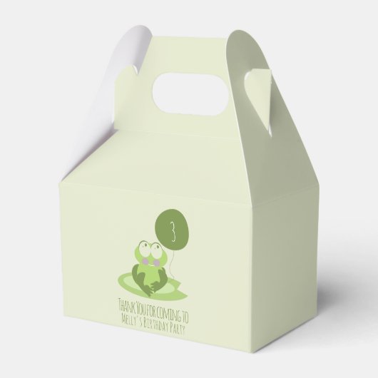 Cute Frog Birthday Green Balloon Dank je Bedankdoosjes (Voorkant Zijde)
