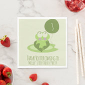 Cute Frog Birthday Green Balloon Dank je Servet (Insitu)